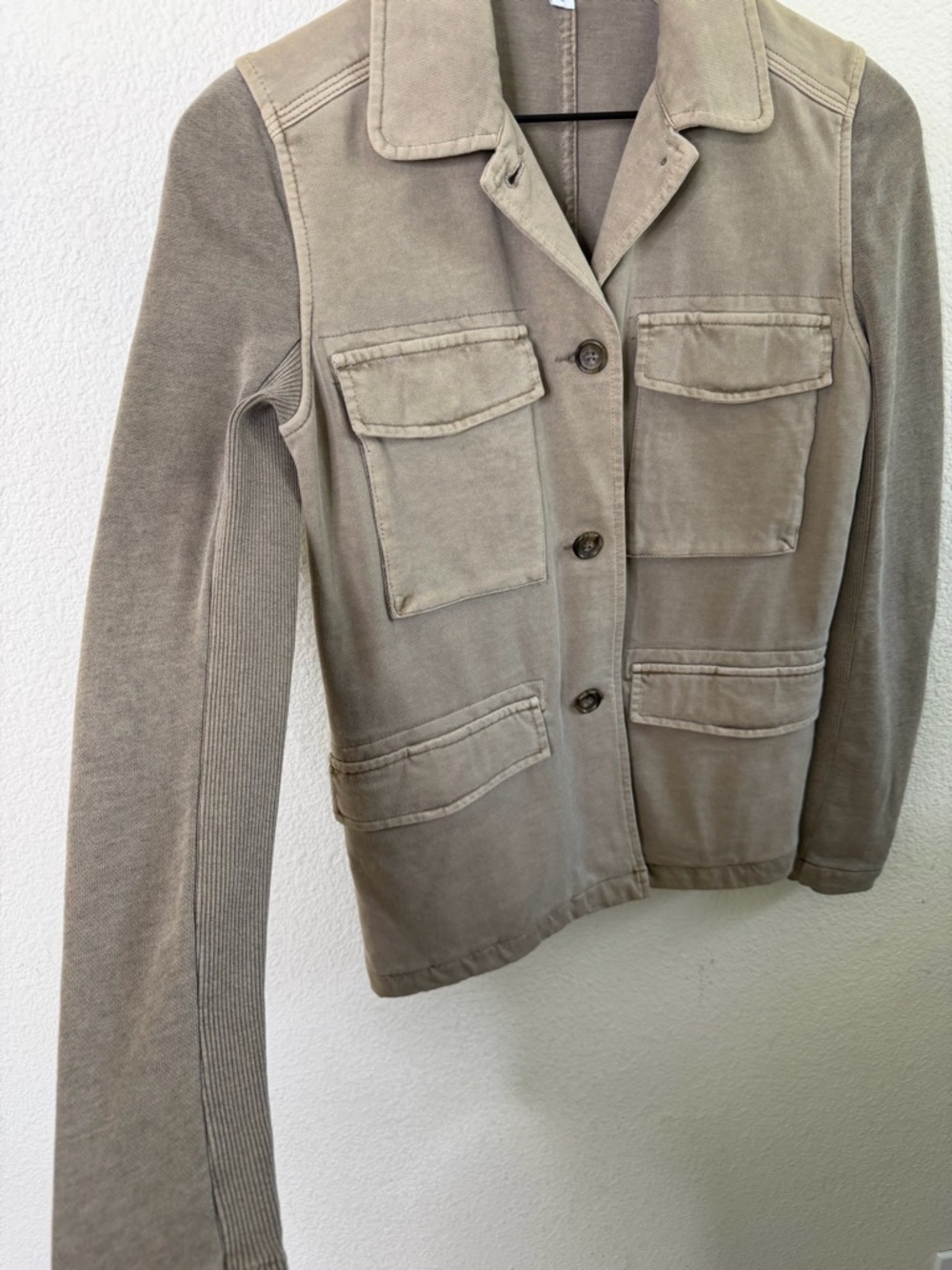 James Perse Mixed Media Surplus Jacket in Coyote Pigment Womens Size 0 / XS - Picture 5 of 9